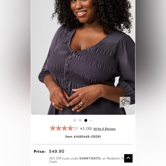 Torrid Challis smock 3/4 sleeves v-neckline button down! Size 3 - Picture 16 of 17